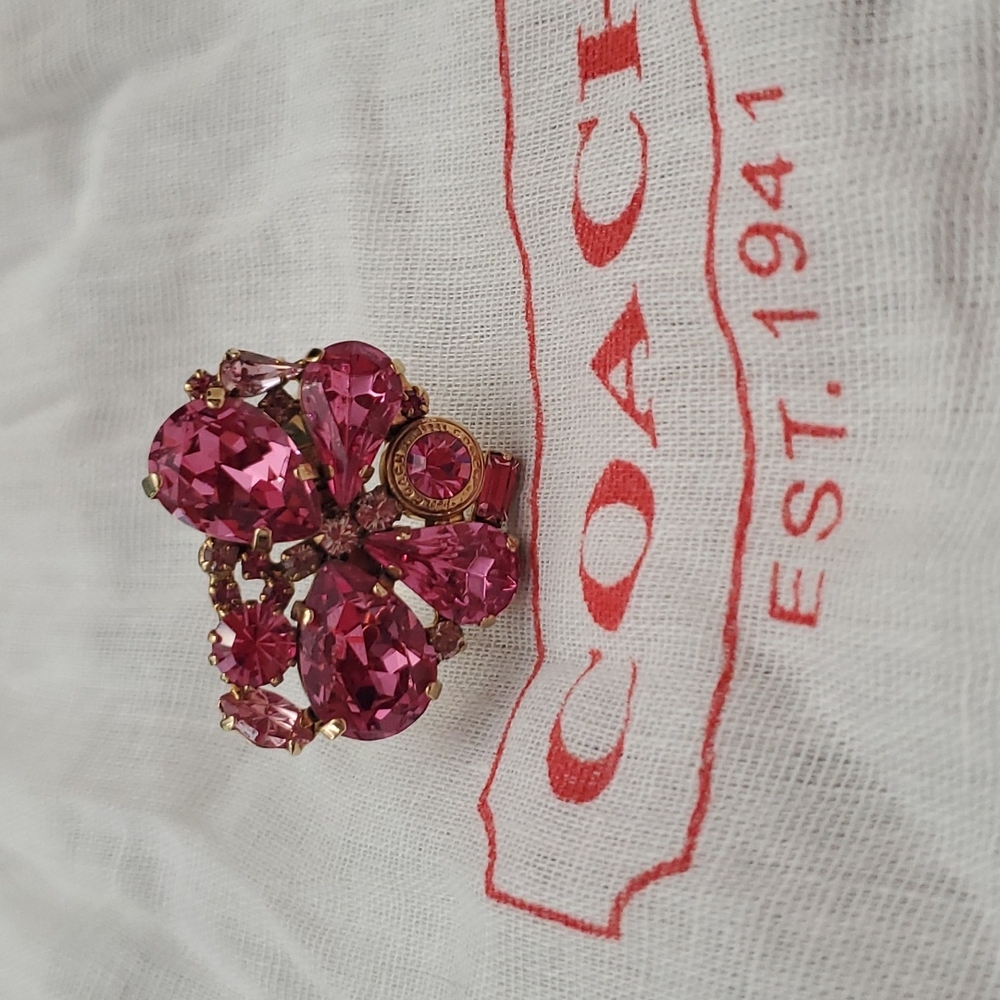 Coach pink butterfly ring